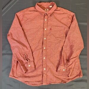 Levi’s Button Up Shirt Men’s XL Red Chambray Long Sleeve